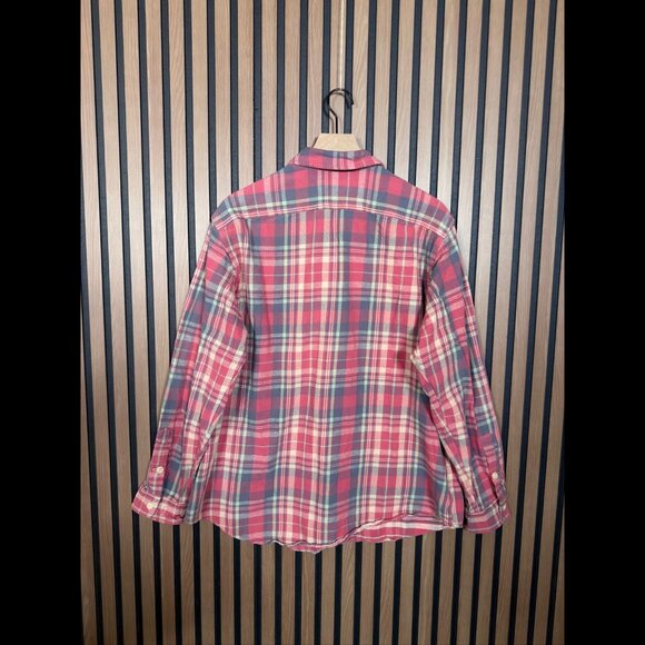 Polo Ralph Lauren Flannel Shirt XXL Mens Red Blue Plaid Front Pocket - Picture 2 of 7